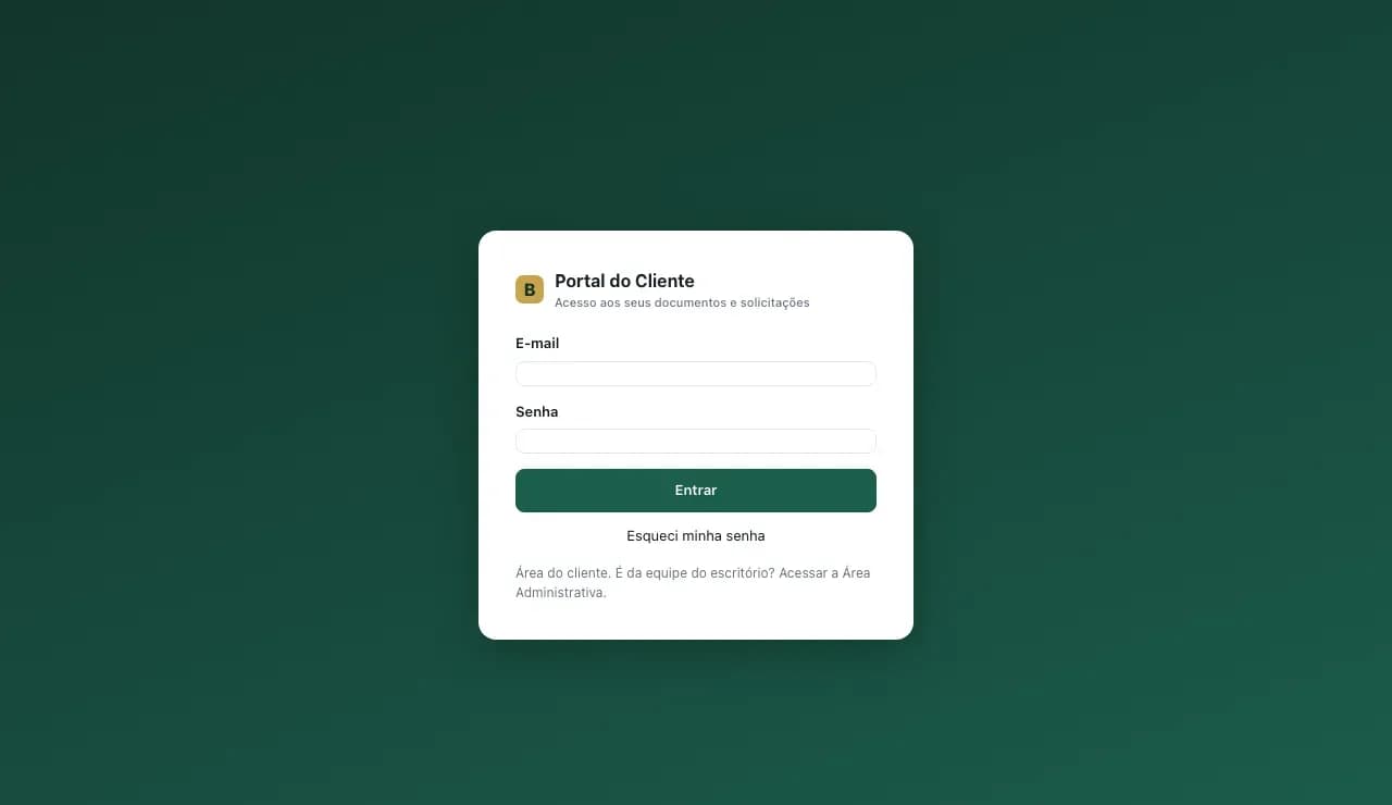 Tela pública de acesso ao portal do cliente do Baruk Office, em cliente.baruk.app.